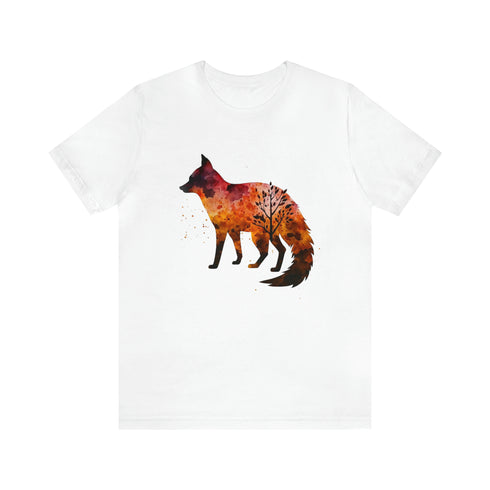 Autumn Fox Silhouette - Short Sleeve Tee White